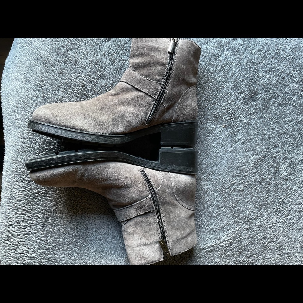Aquatalia Brown Suede Double Buckle Moto Boots size 10 Made in Italy - Picture 3 of 14